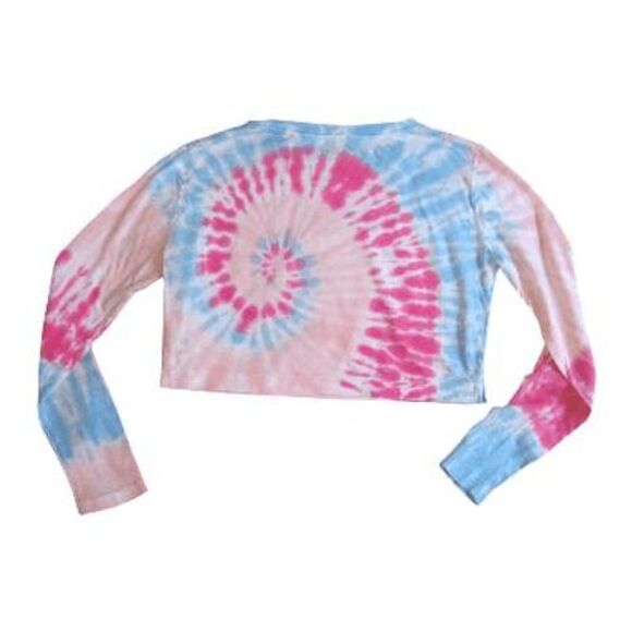 Sundown by Splendid Tie Dye Crop Top Womens XS Long Sleeve Oversized Tee T-Shirt - Picture 3 of 5